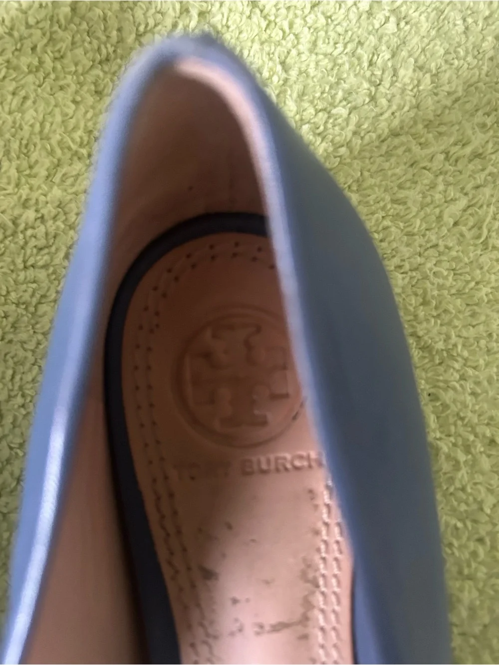Tory Burch Blue Quilted Detail Leather Flats Loafers Sz 6